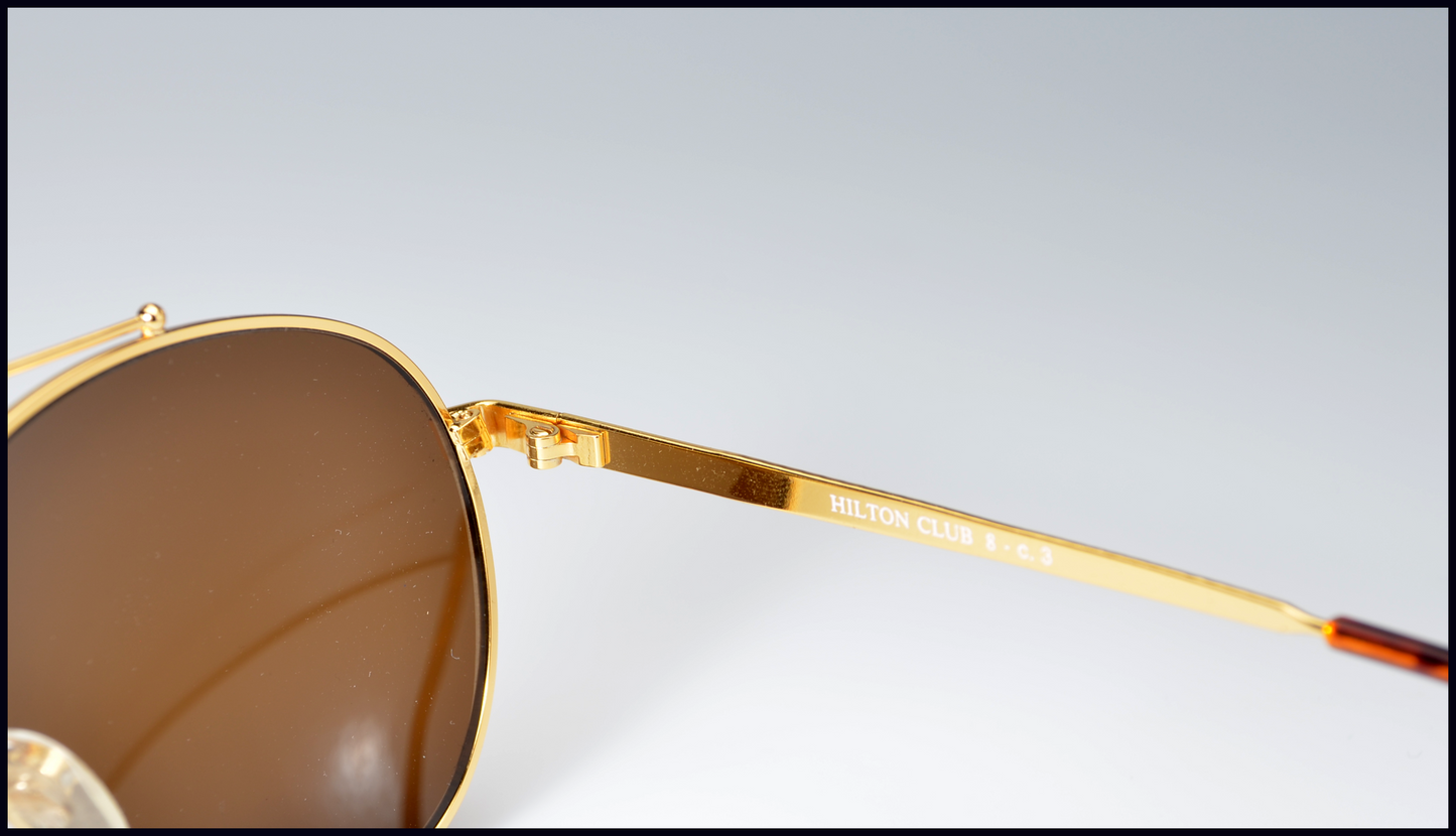 Hilton Club 8 Sunglasses: 24kt Gold 1980's Vintage NOS